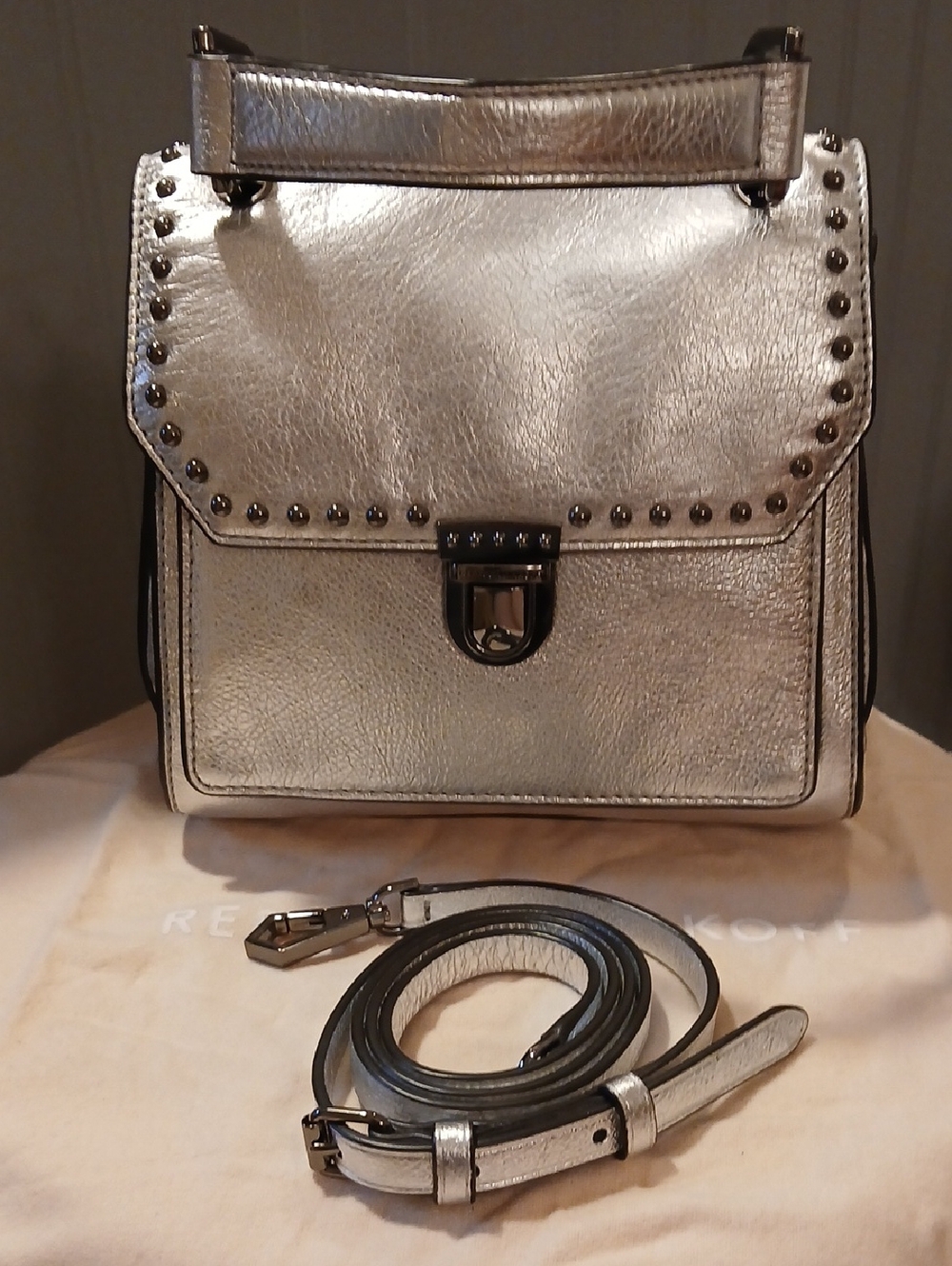 Metallic Silver & Gunmetal Rebecca Minkoff Crossbody Bag